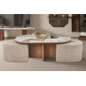 Table basse 120 x 60 cm EVIANE plateau en pierre frittée avec 2 poufs