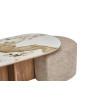 Table basse 120 x 60 cm EVIANE plateau en pierre frittée avec 2 poufs