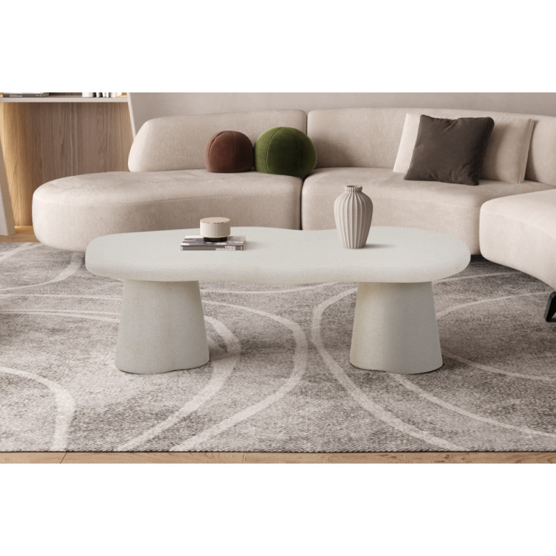 Table basse aux formes organiques 130 cm FALAISE effet ciment