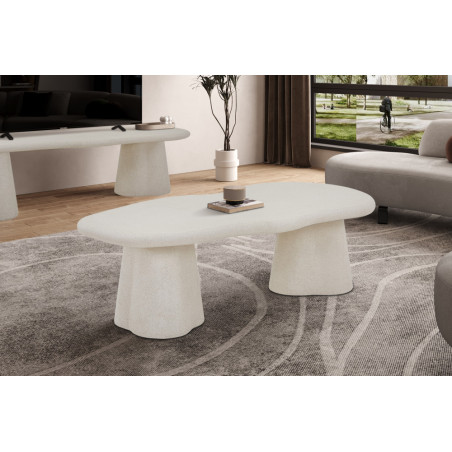 Table basse aux formes organiques 130 cm FALAISE effet ciment