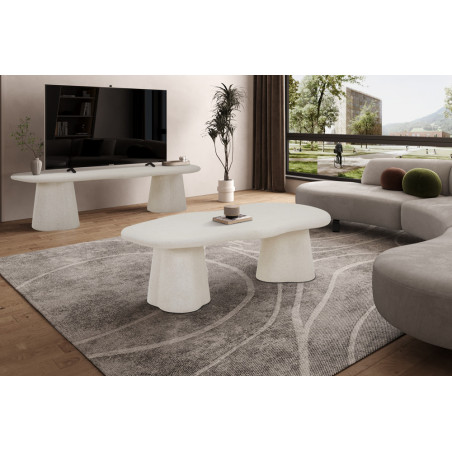 Table basse aux formes organiques 130 cm FALAISE effet ciment