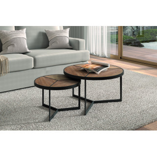 Set de 2 tables basses LAVANDE en manguier massif