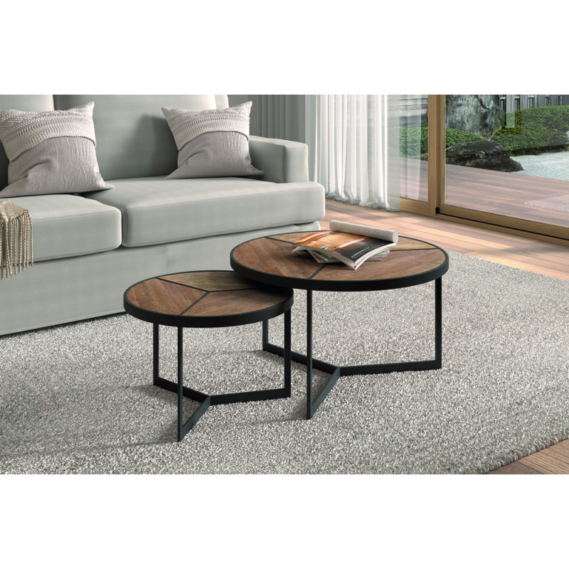 Set de 2 tables basses LAVANDE en manguier massif