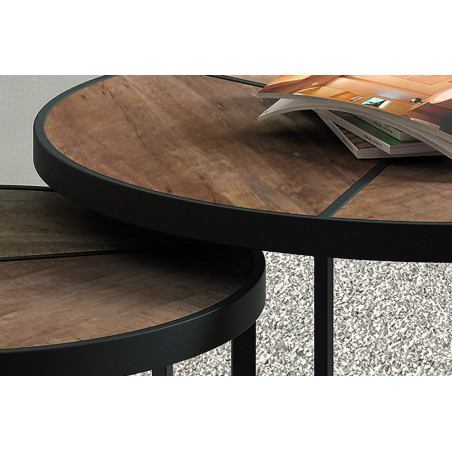 Set de 2 tables basses LAVANDE en manguier massif