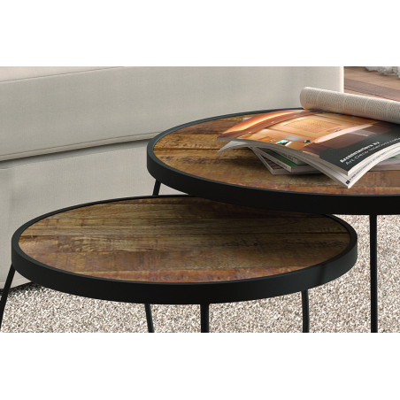 Set de 2 tables basses LARIX en manguier massif