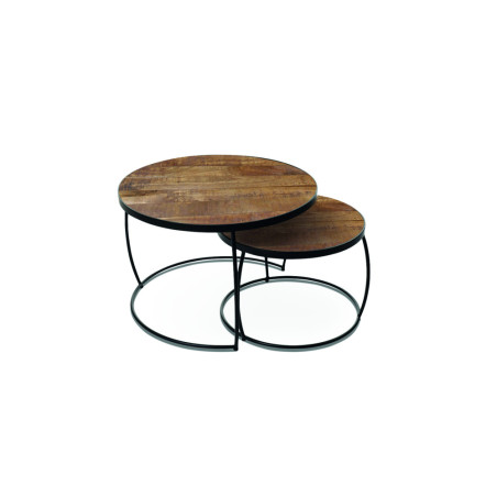 Set de 2 tables basses LARIX en manguier massif