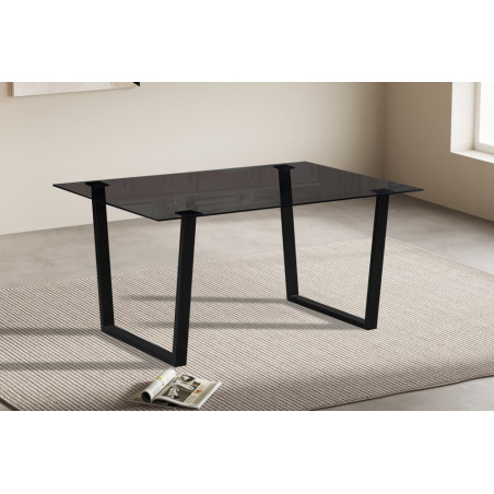 Table à manger 150 cm BOREAL plateau en verre