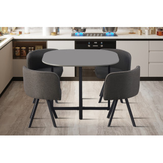 Ensemble table et chaises 100-68 x 100-50 cm ESCALE en décor gris