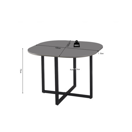 Ensemble table et chaises 100-68 x 100-50 cm ESCALE en décor gris