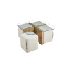 Table basse 90 x 90 cm SAFRAN plateau en verre avec 4 poufs