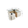 Table basse 90 x 90 cm SAFRAN plateau en verre avec 4 poufs