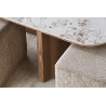 Table basse 80 x 45 cm EVIANE plateau en pierre frittée avec 4 poufs