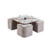 Table basse 80 x 45 cm EVIANE plateau en pierre frittée avec 4 poufs