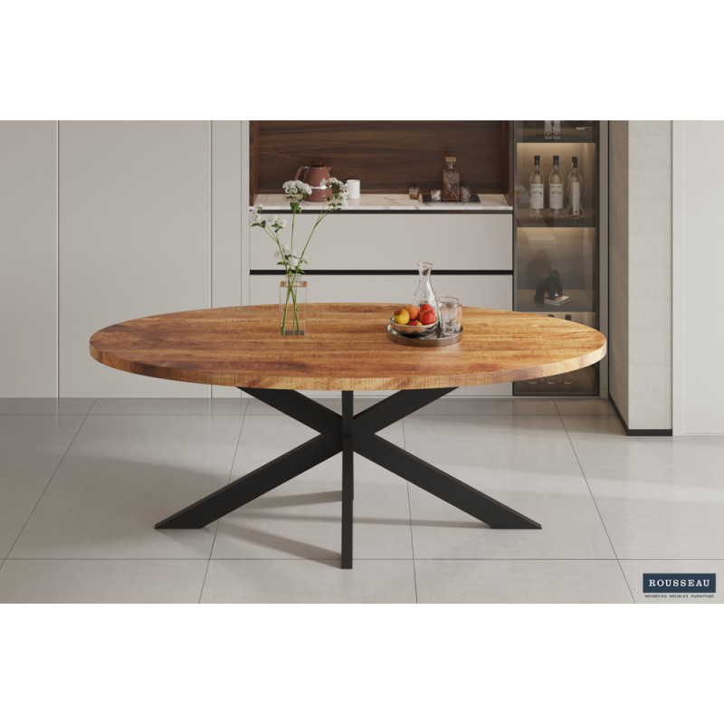 Table à manger ovale 200 cm ARBOUSIER en manguier massif