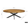 Table à manger ovale 200 cm ARBOUSIER en manguier massif