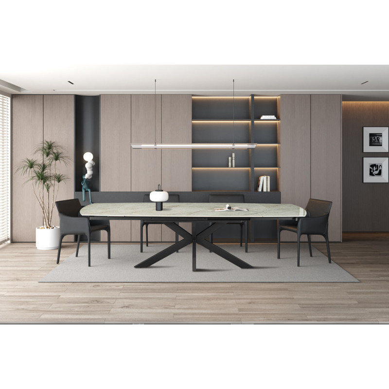 Table extensible ovale 160 à 240 cm AGATE plateau en pierre frittée