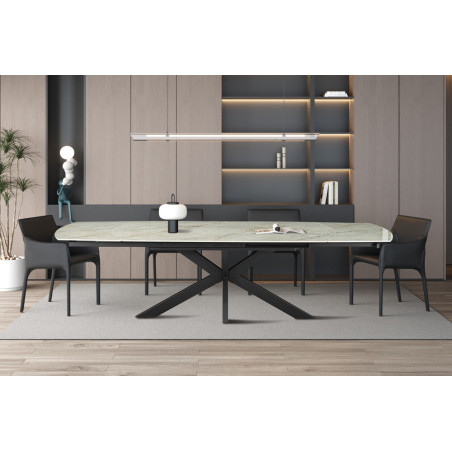 Table extensible ovale 160 à 240 cm AGATE plateau en pierre frittée