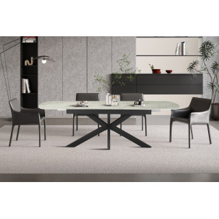Table extensible ovale 180 à 220 cm ONYX plateau en pierre frittée
