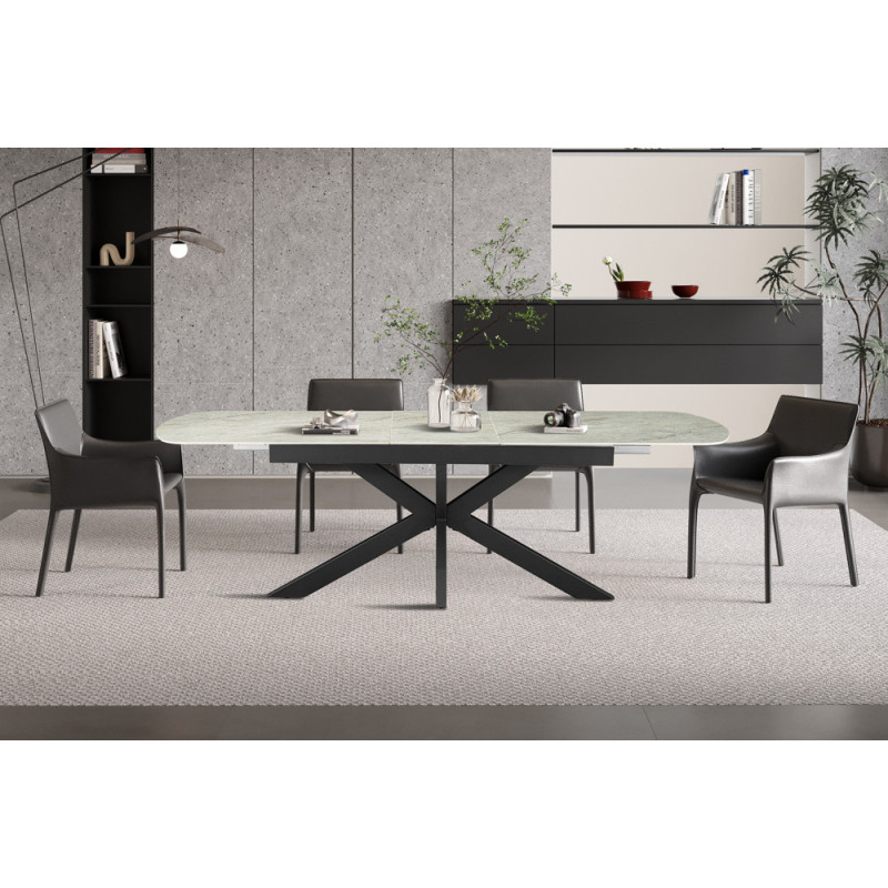 Table extensible ovale 180 à 220 cm ONYX plateau en pierre frittée