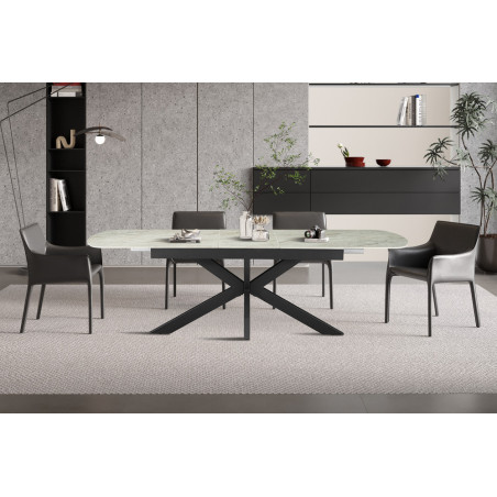Table extensible ovale 180 à 220 cm ONYX plateau en pierre frittée