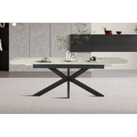 Table extensible ovale 180 à 220 cm ONYX plateau en pierre frittée