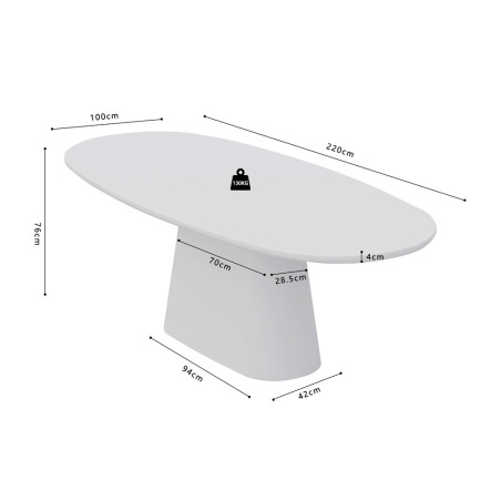 Table à manger ovale 220 cm TERRACINA effet ciment