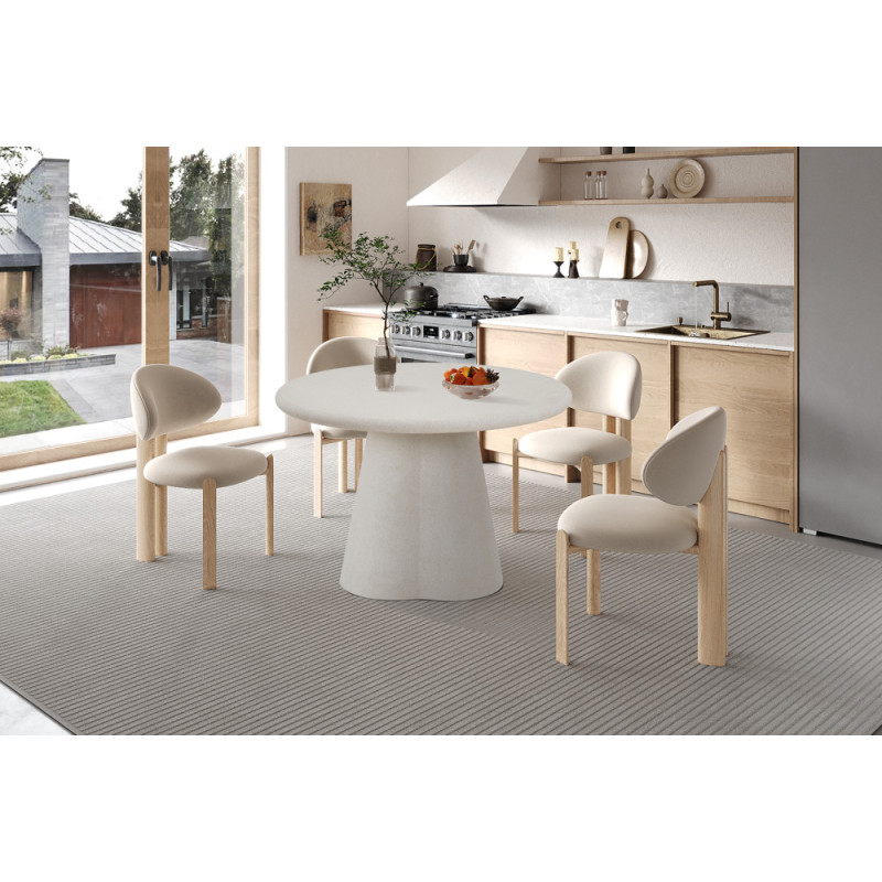 Table à manger ronde 120 cm FALAISE effet ciment