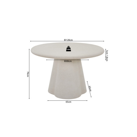 Table à manger ronde 120 cm FALAISE effet ciment