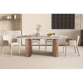 Table à manger 210 cm EVIANE plateau en pierre frittée