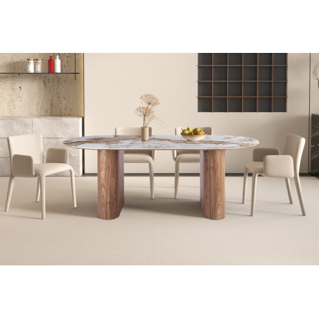Table à manger 210 cm EVIANE plateau en pierre frittée