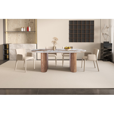 Table à manger 210 cm EVIANE plateau en pierre frittée