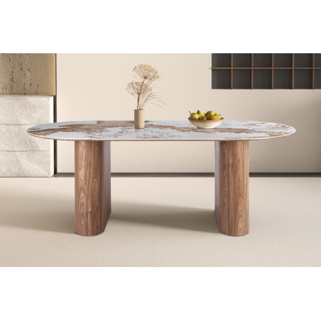 Table à manger 210 cm EVIANE plateau en pierre frittée