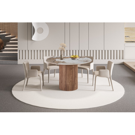 Table à manger ronde 120 cm EVIANE plateau en pierre frittée