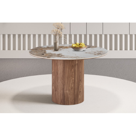 Table à manger ronde 120 cm EVIANE plateau en pierre frittée