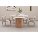 Table extensible 120 à 160 à 200 cm EVIANE plateau en pierre frittée