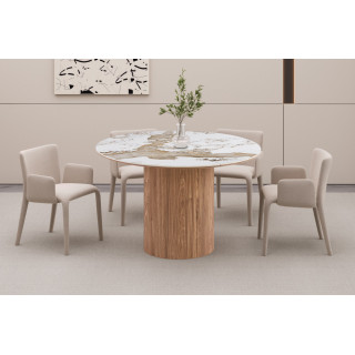 Table extensible 120 à 160 à 200 cm EVIANE plateau en pierre frittée