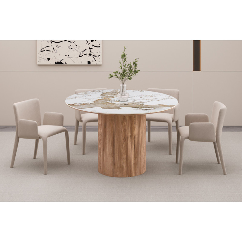 Table extensible 120 à 160 à 200 cm EVIANE plateau en pierre frittée
