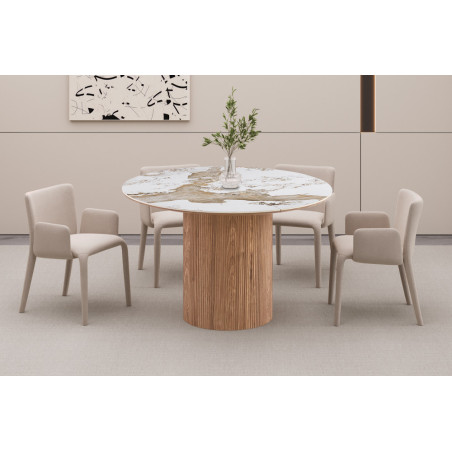 Table extensible 120 à 160 à 200 cm EVIANE plateau en pierre frittée