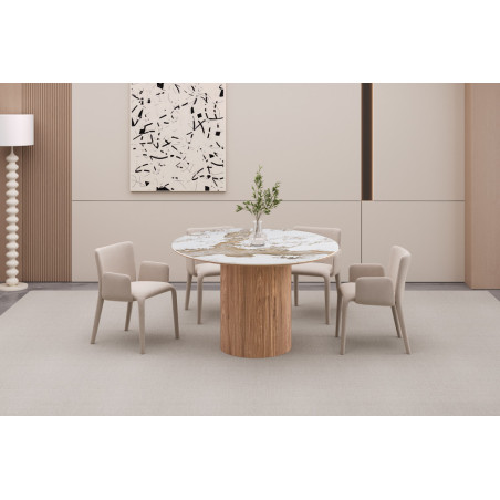 Table extensible 120 à 160 à 200 cm EVIANE plateau en pierre frittée