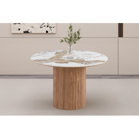Table extensible 120 à 160 à 200 cm EVIANE plateau en pierre frittée