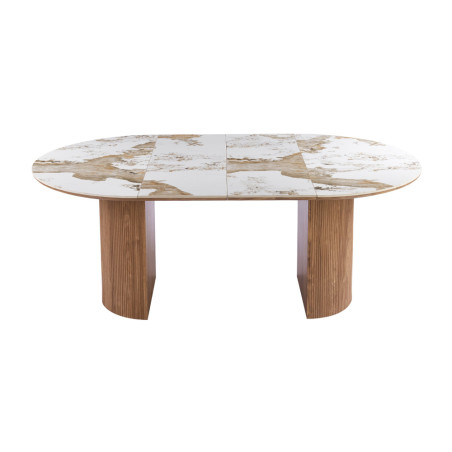 Table extensible 120 à 160 à 200 cm EVIANE plateau en pierre frittée