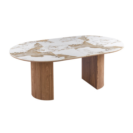 Table extensible 120 à 160 à 200 cm EVIANE plateau en pierre frittée