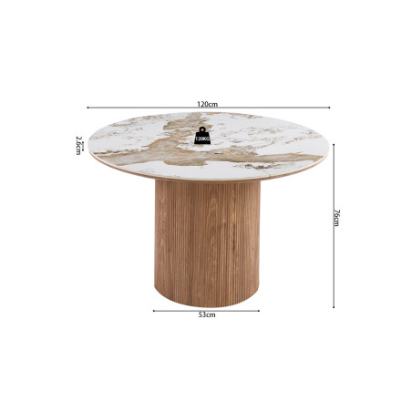 Table extensible 120 à 160 à 200 cm EVIANE plateau en pierre frittée