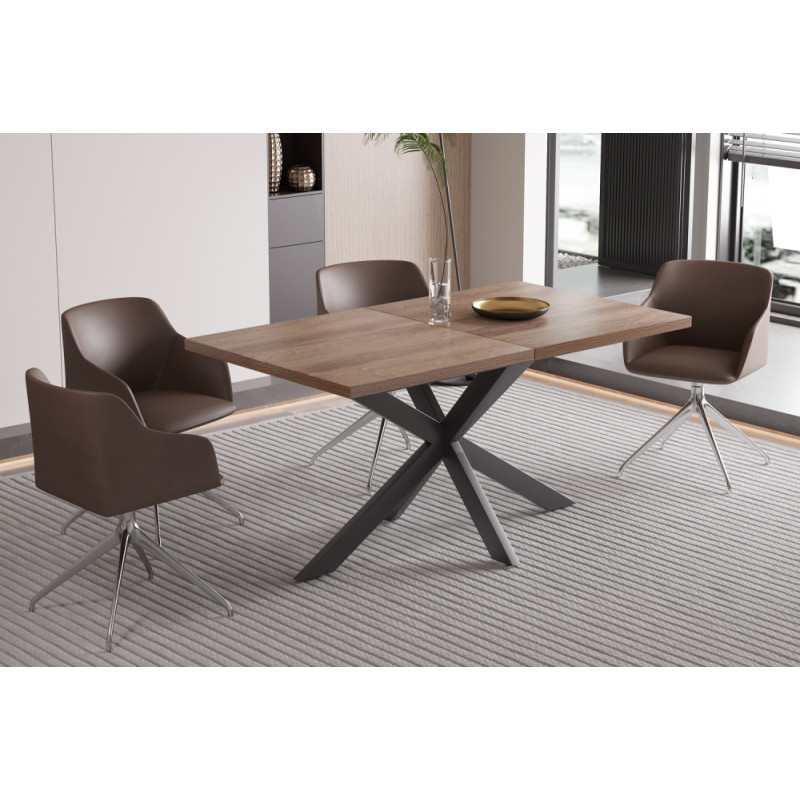Table extensible 160 à 200 cm CORAIL en décor brun foncé