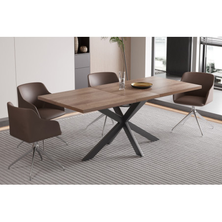 Table extensible 160 à 200 cm CORAIL en décor brun foncé