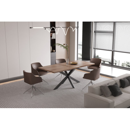 Table extensible 160 à 200 cm CORAIL en décor brun foncé
