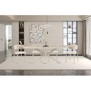 Table à manger ovale 180 x 90 cm NACRE plateau en pierre frittée