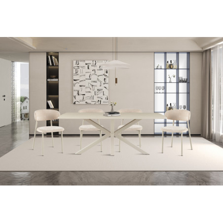 Table à manger ovale 180 x 90 cm NACRE plateau en pierre frittée