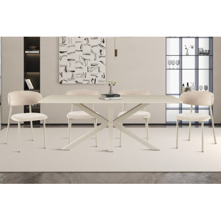 Table à manger ovale 180 x 90 cm NACRE plateau en pierre frittée