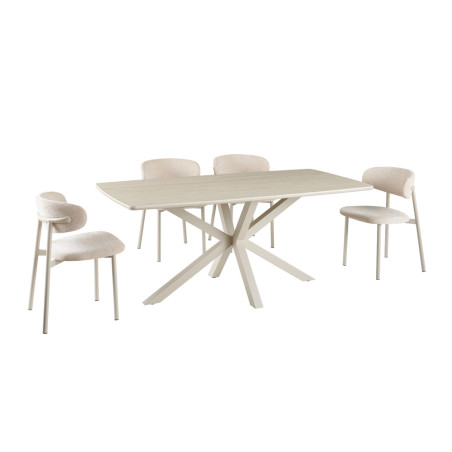 Table à manger ovale 180 x 90 cm NACRE plateau en pierre frittée